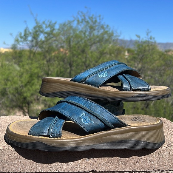 🏴󠁧󠁢󠁥󠁮󠁧󠁿 Dr. Martens MIE Vintage Blue Slip On Slides / Sandals - Picture 1 of 17